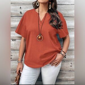 Women's Rust V-Neck Top